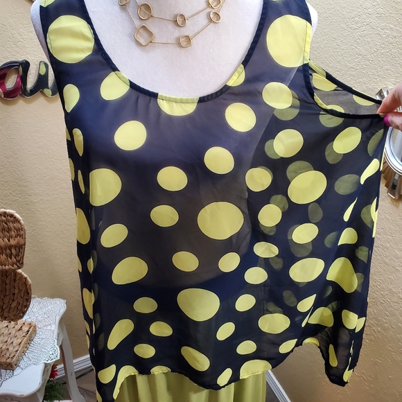 Daniel Rainn Polka Dot Shark Bite Hem Tank sz XL NwoT - Picture 4 of 8